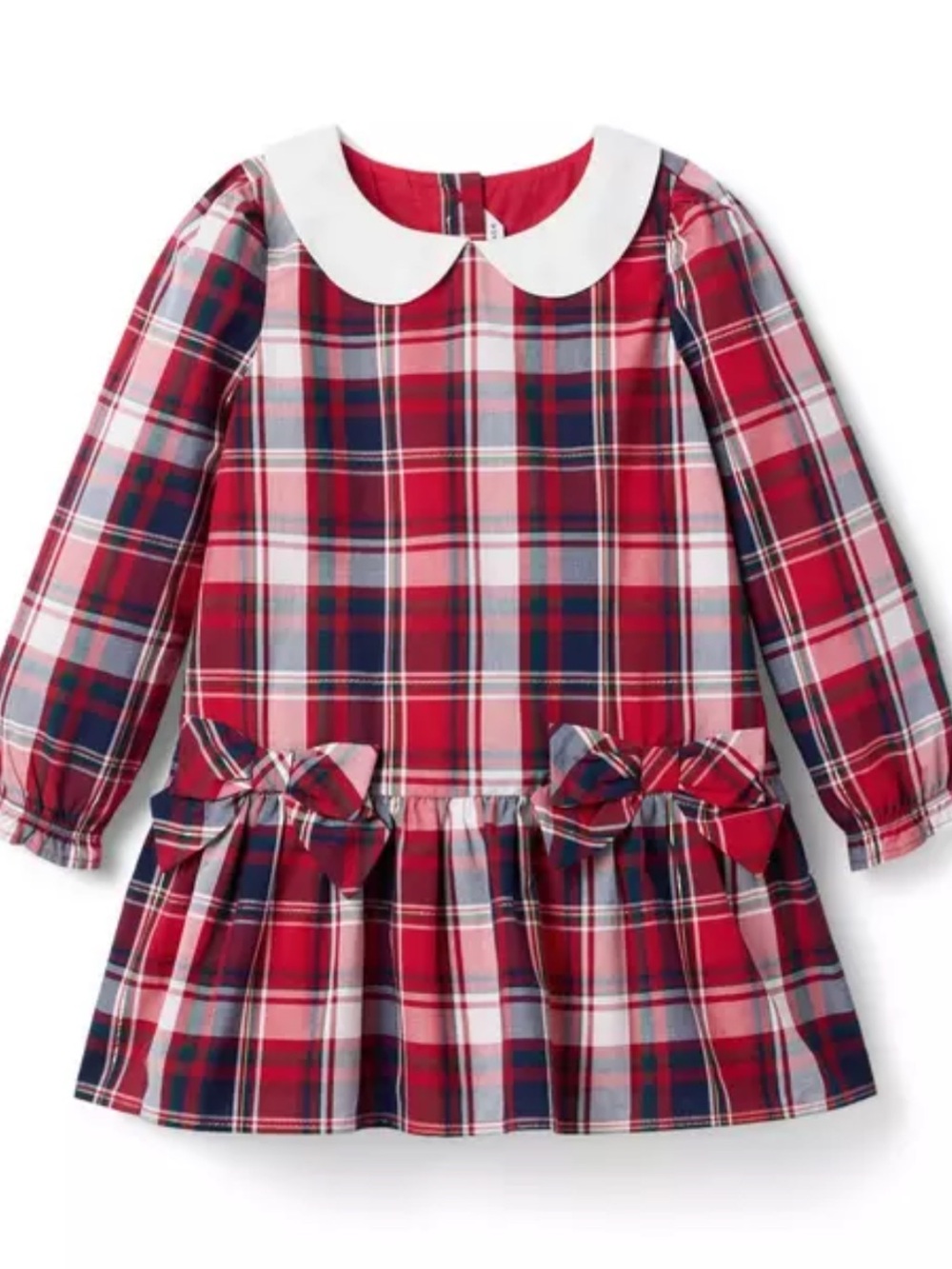 Janie and Jack Red and Navy Plaid Dress with White Collar